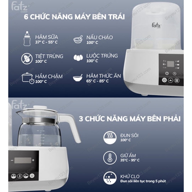 (Bảo hành 12 tháng) Máy hâm nước pha sữa và tiệt trùng đa năng điện tử (All on One) Fatz Multimax 1 - Fatzbaby FB9002SJ