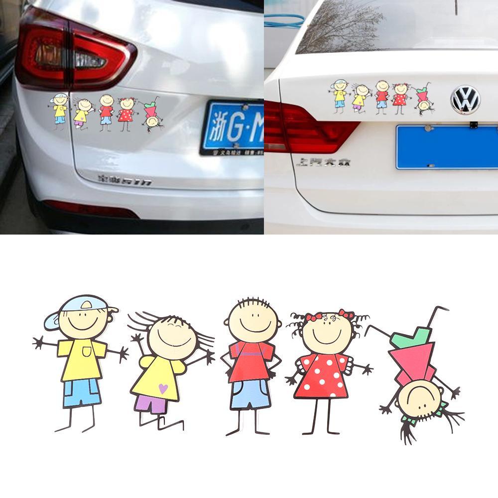 WTTLE Sticker Dán Xe Hơi Hình Gia Đình Hoạt Hình Vui Nhộn
