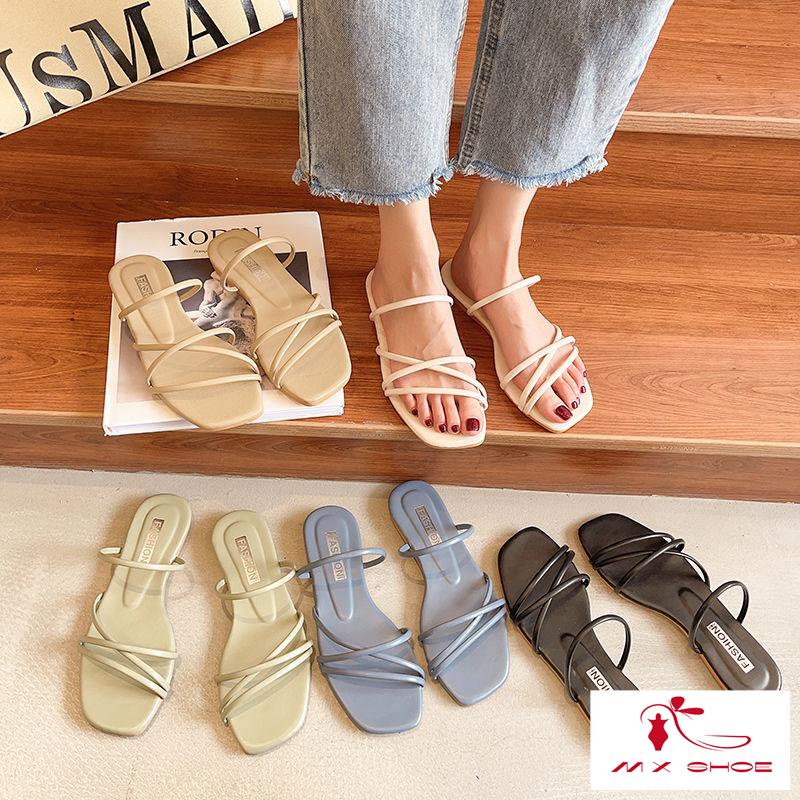M & X~ Giày Sandal Đế Mềm Phong Cách Roman Mùa Hè Dễ Phối Đồ Cho Nữ