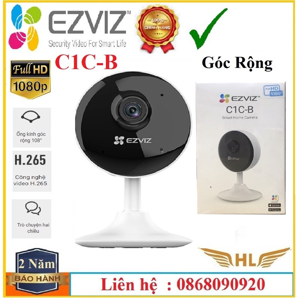 Caemra IP Wifi Ezviz C1HC Góc Nhìn Siêu Rộng Full HD 1080P, C2C 720P Đàm Thoại Hai Chiều - Hàng Chính Hãng