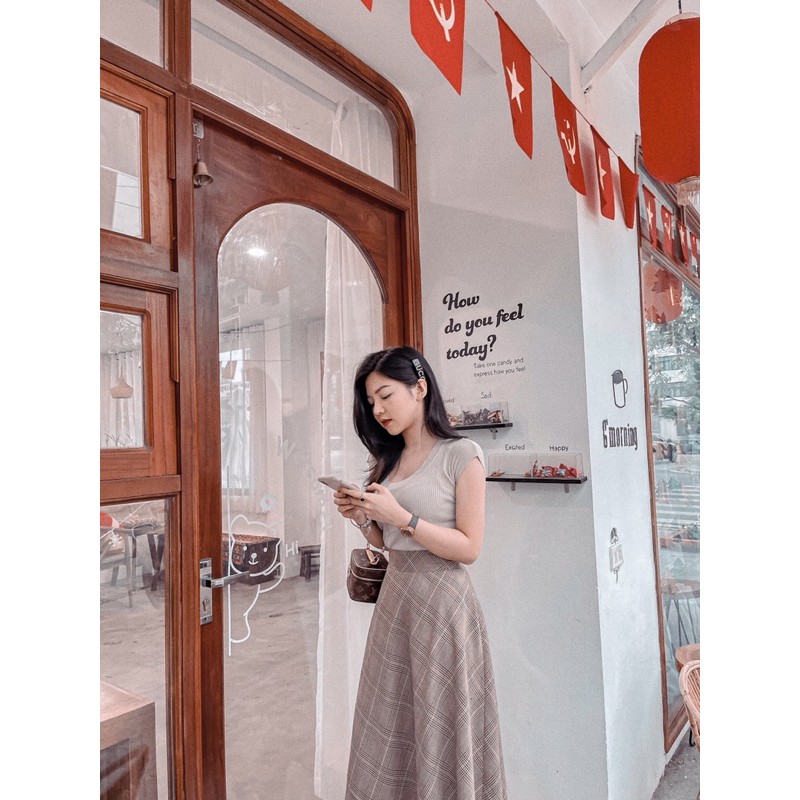 ( Ảnh thật ) Cv0424 Chân váy kẻ dáng dài | BigBuy360 - bigbuy360.vn