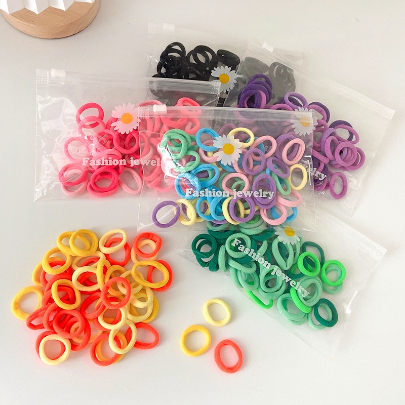 Set 50 Dây Cột Tóc Nhiều Màu Sắc Dễ Thương Cho Bé Gái