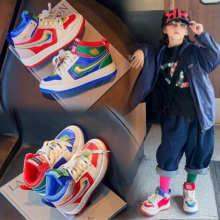 Giày Thể Thao Cổ Thấp Hình Vịt Mandarin Màu Cầu Vồng Phong Cách Mùa Thu Mới Cho Trẻ Em