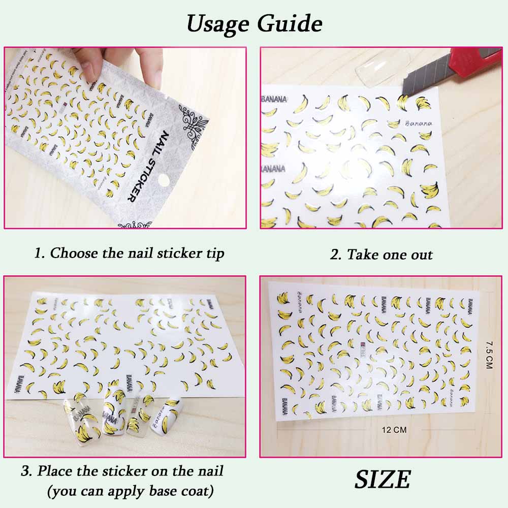 Miếng Dán Trang Trí Móng Tay Họa Tiết Trái Cây 3D Thời Trang Mùa Hè Xinh Xắn