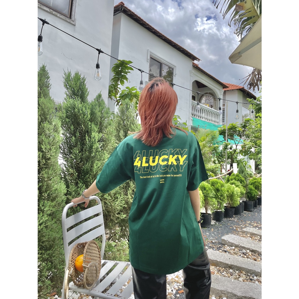 Áo thun trơn unisex 4lucky 6010 - tay lỡ form rộng oversize streetwear giá rẻ