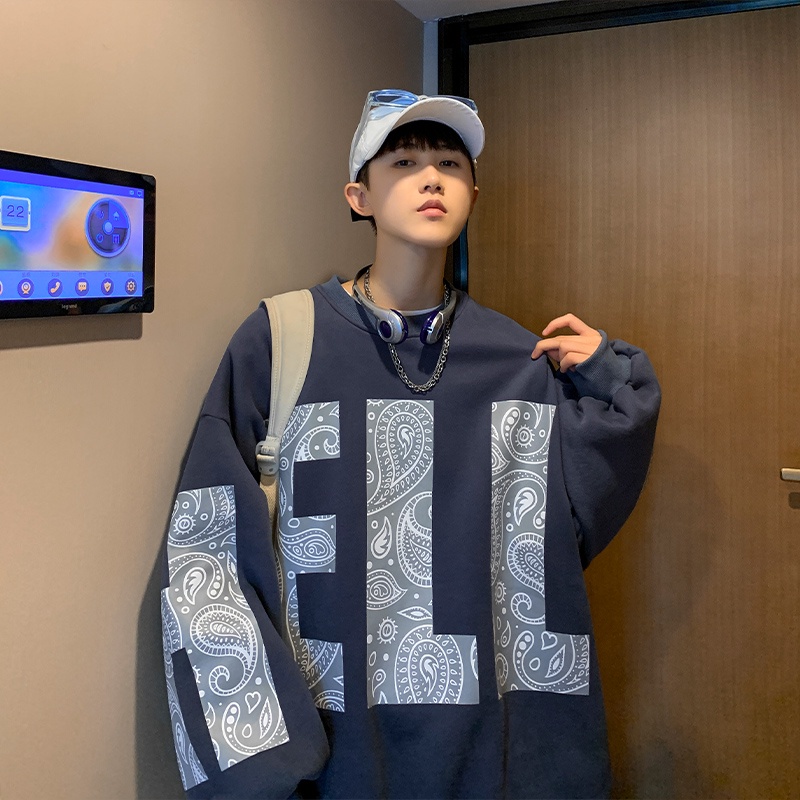 Áo thun tay dài cổ tròn in hình thời trang cho nam