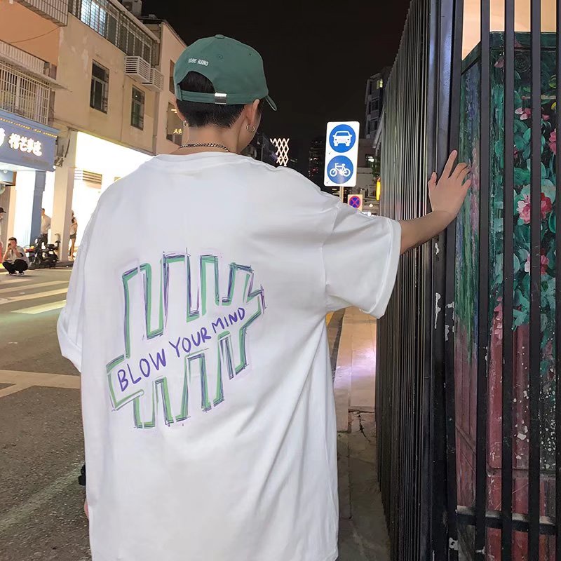 Áo thun tay ngắn dáng rộng 5 tấc phong cách Hàn Quốc thời trang mùa hè cho nam 3 màu lựa chọn