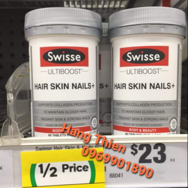 (Đủ bill) Viên uống đẹp da, móng, tóc Swisse Hair Skin Nails