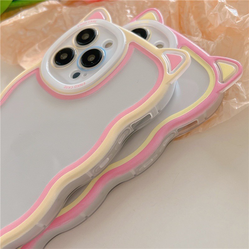 Ốp lưng trái táo tai mèo gợn sóng 7 PLUS 8 PLUS X XS MAX 11 PRO MAX 12 PRO MAX 13 PRO MAX