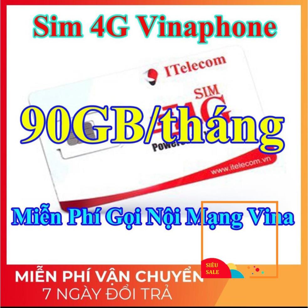 Sim 4G Vina - 90GB/tháng + Miễn Phí Gọi Nội Mạng Vinaphone - Sim 4G Itelecom MAY77/V77 + Sim 4G Vietnamobile- Sim Giá Rẻ