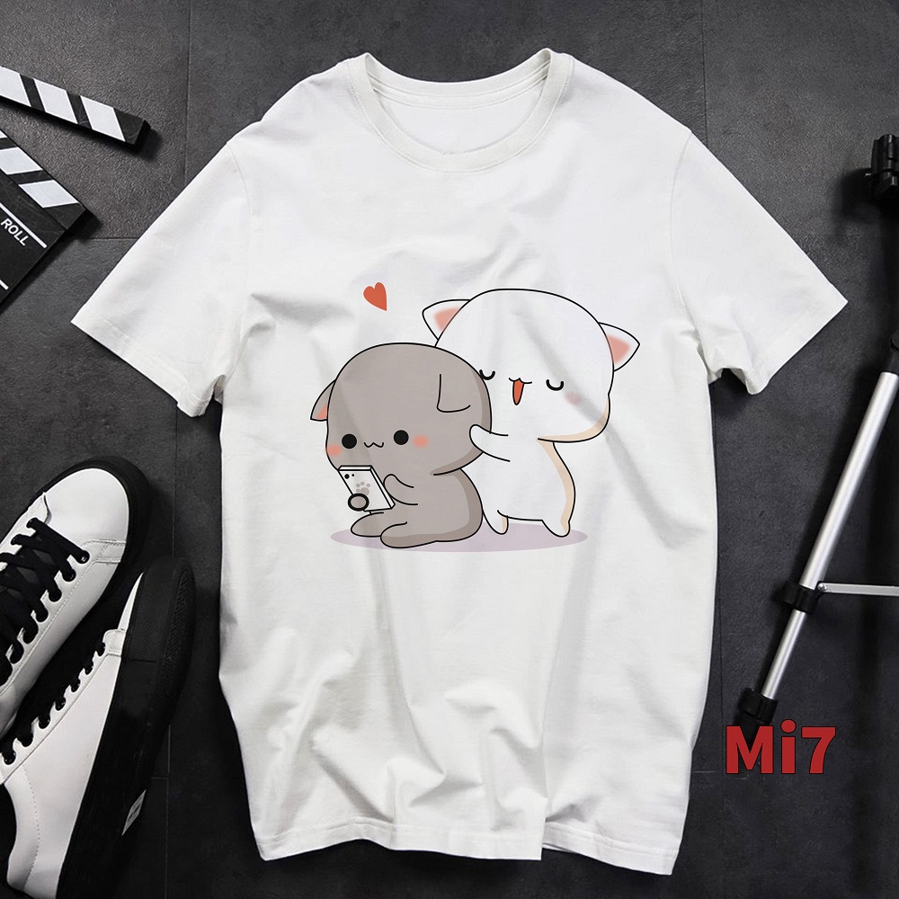 Áo thun trắng Mèo Mi đáng yêu | BigBuy360 - bigbuy360.vn