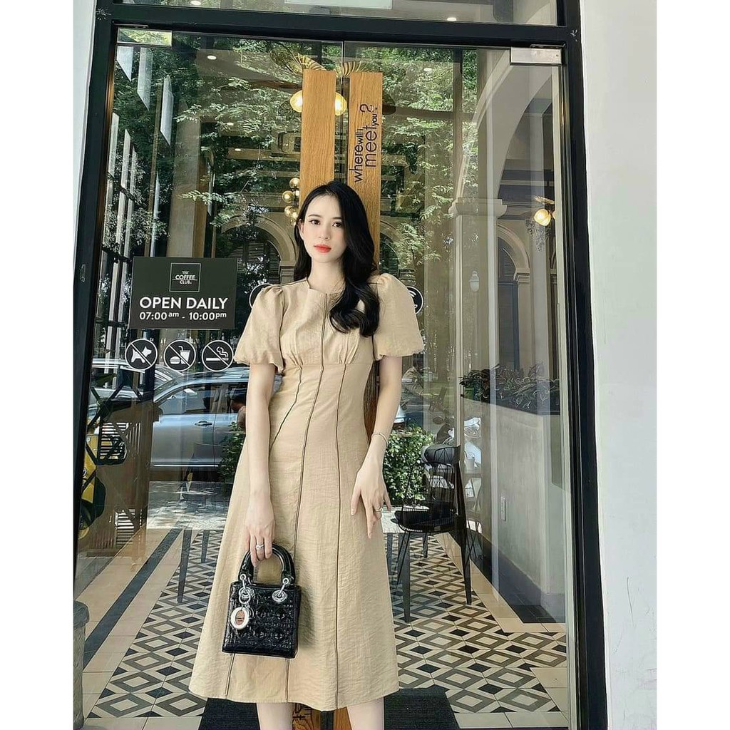 Đầm Dự Tiệc Đầm Thiết Kế Tay Bồng Chạy Viền Đẹp Hanaki HNK1006 | BigBuy360 - bigbuy360.vn