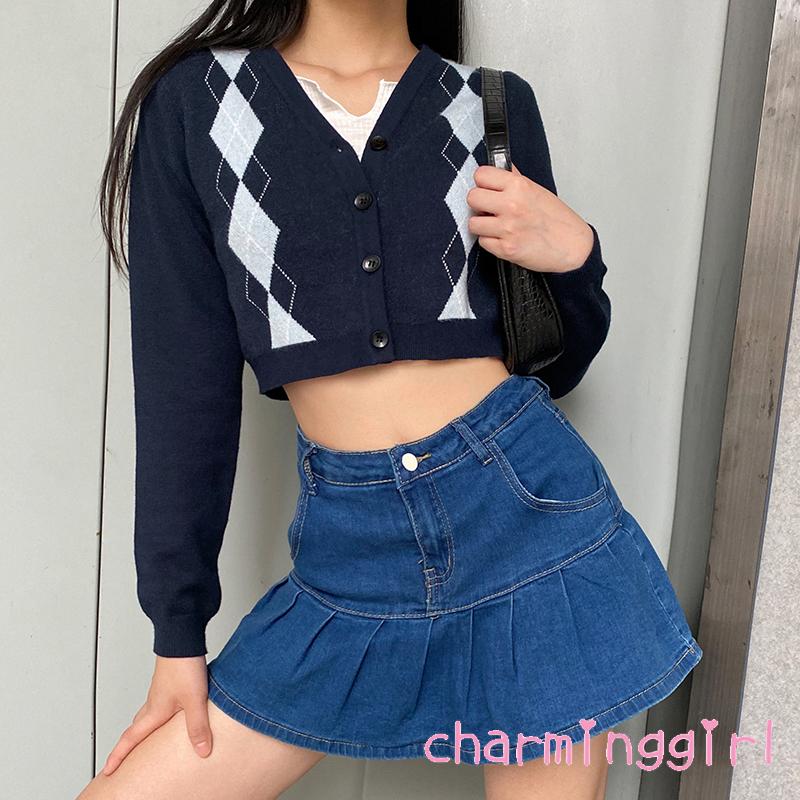 Áo Khoác Cardigan Dệt Kim Hoạ Tiết In Thiết Kế Cổ Chữ V Dành Cho Nữ