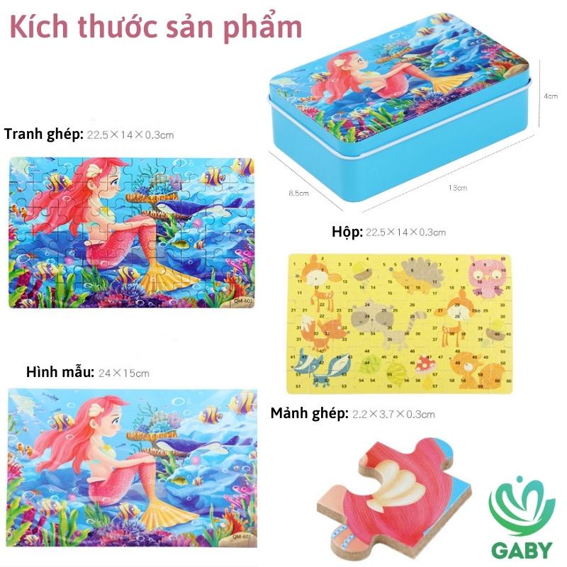 Đồ chơi xếp hình cho bé GABY Tranh ghép hình bằng gỗ 60 mảnh có tranh hướng dẫn và hộp đựng cao cấp
