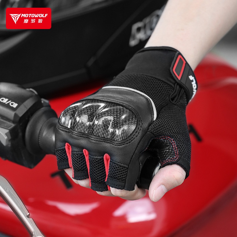 Găng tay nửa ngón MOTOWOLF gù carbon