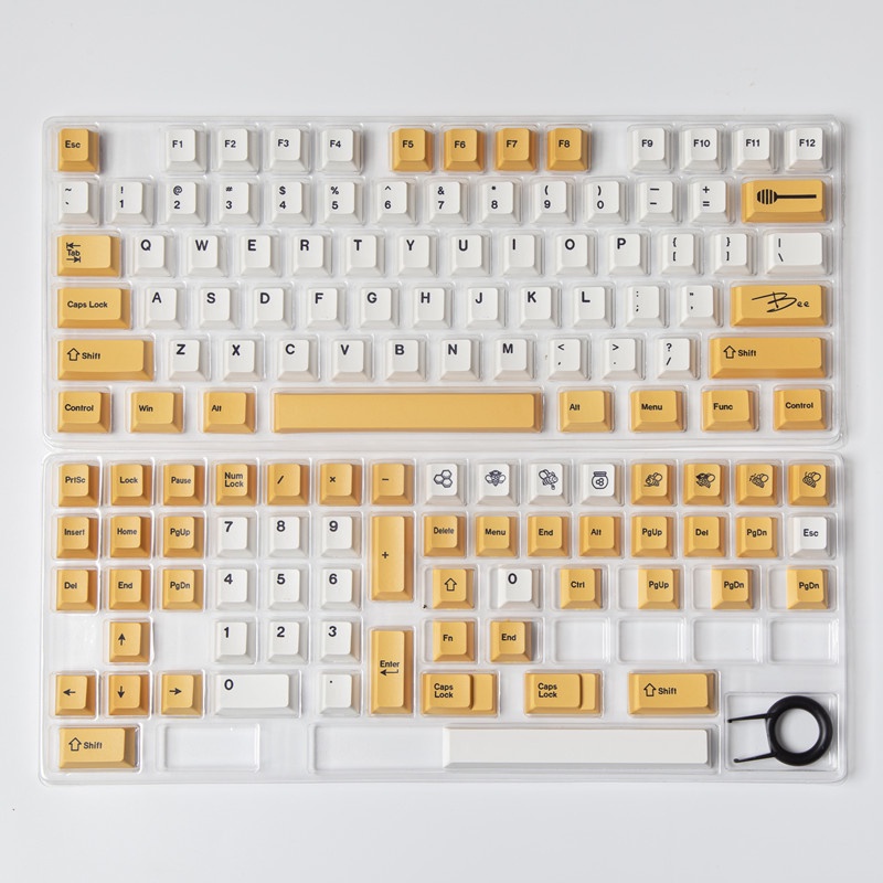 Honey Milk Keycaps Cherry Profile Bee Keycaps PBT Dye Thăng hoa Bàn phím cơ Keycap 133 Phím