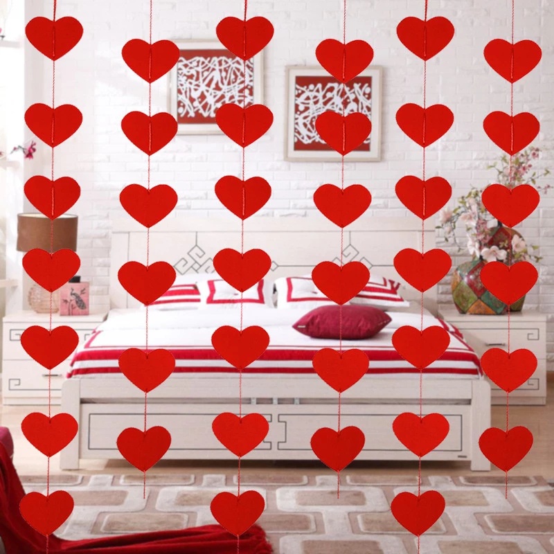 Mặt dây treo trang trí ngày lễ tình nhân hình trái tim màu đỏ độc đáo DIY