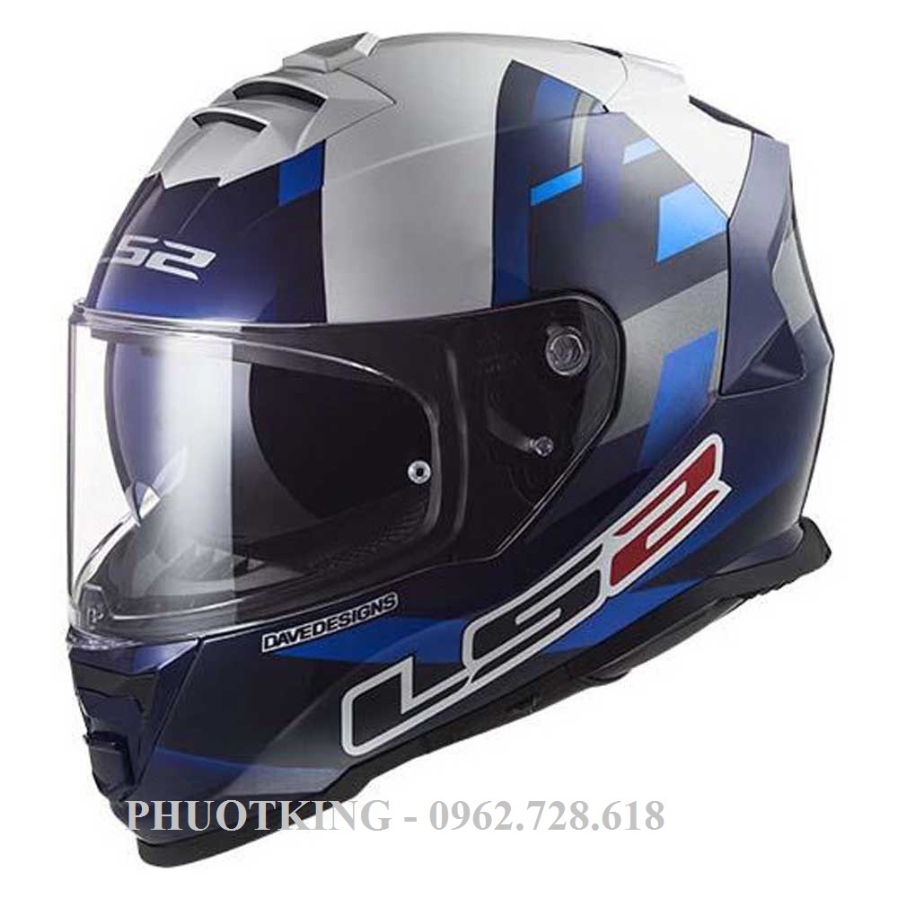 Mũ fullface LS2 FF800 Mcphee Replica Blue White kính tùy chọn màu tặng kèm Pinlock