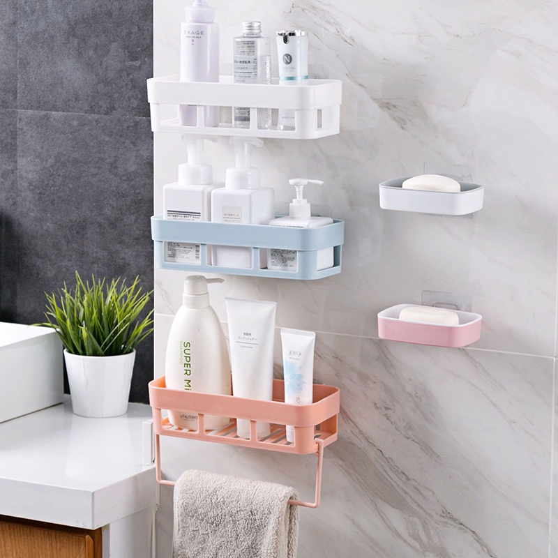 Giỏ đựng xà phòng JUJIAJIA thiết kế gắn tường không cần đục lỗ cho nhà tắm