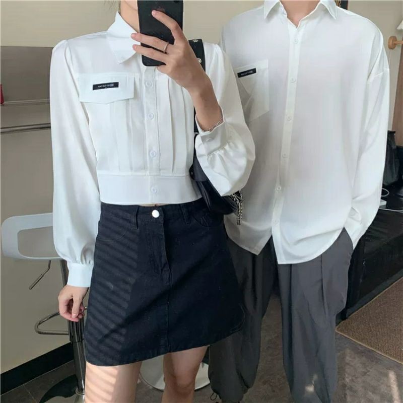 6:30PM Order Áo sơ mi ulzzang nam nữ đồ đôi tag croptop