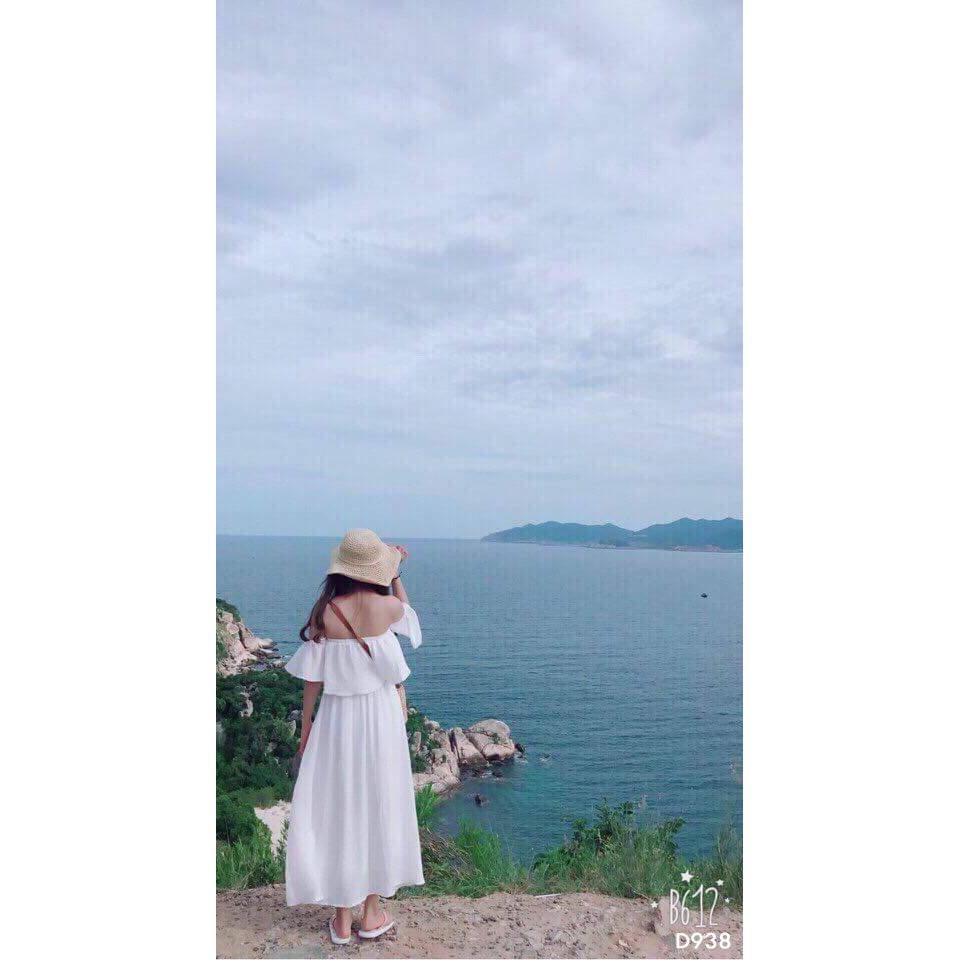 [Freeship toàn quốc] Đầm maxi trắng trễ vai đi biển tay luồn đáng yêu | BigBuy360 - bigbuy360.vn
