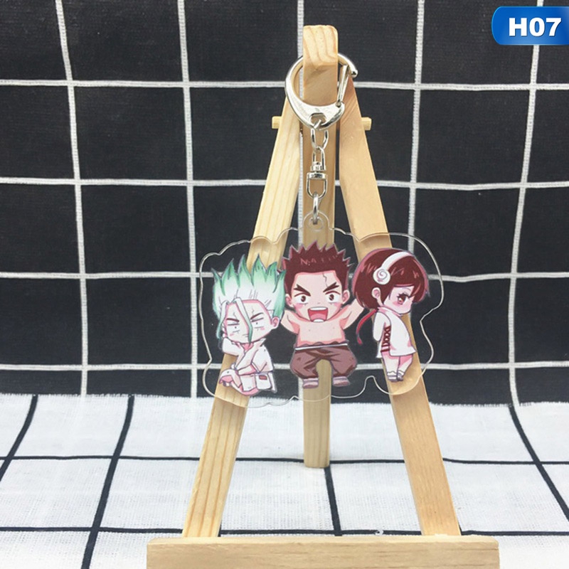 Anime Dr.STONE Cartoon Keychain Cute Figure Keyring Acrylic Double Sided Transparent Fans Jewelry Accessories Gifts