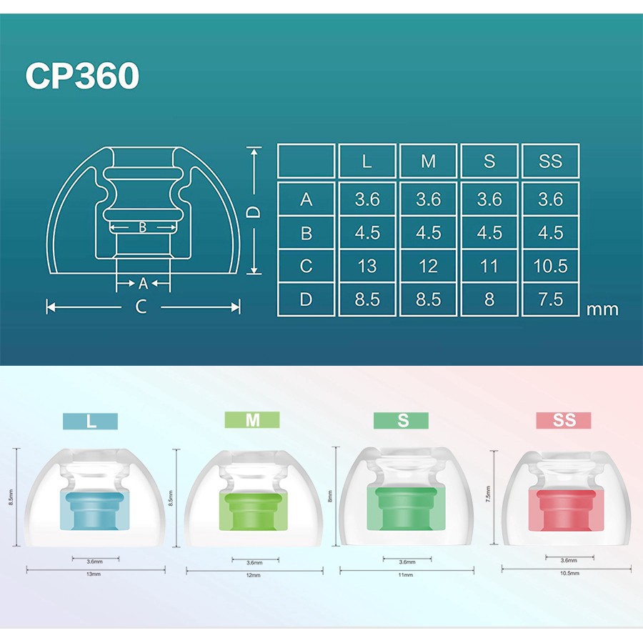 Mút tai nghe cao cấp cho tai nghe True Wireless Spinfit CP360 - Hàng Chính Hãng