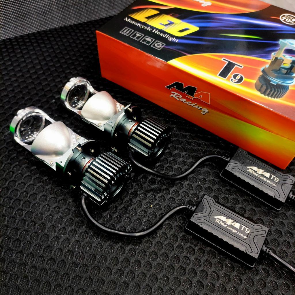 Đèn Pha Led Bi Cầu Bi Led Mini T9 60W Ma Racing Chân H4 Lắp Zin Ô tô Xe Máy (giá 1bóng)