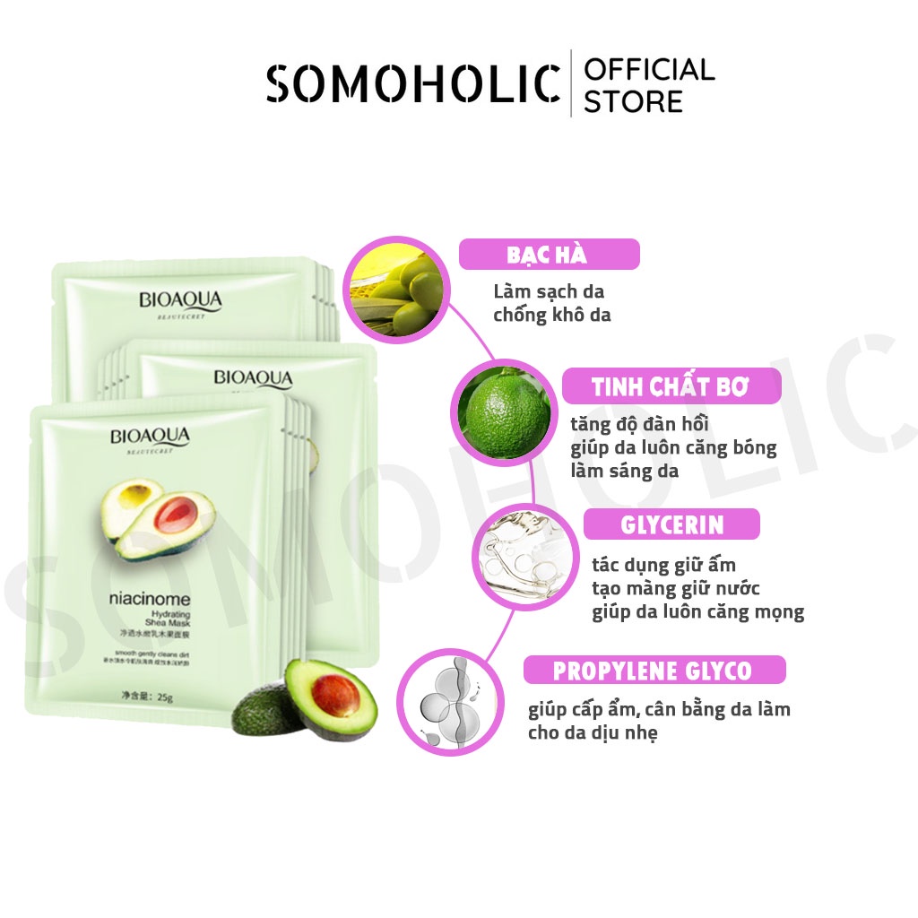 Mặt nạ bơ Bioaqua dưỡng da nội địa trung cấp ẩm trắng da Somoholic MSK13