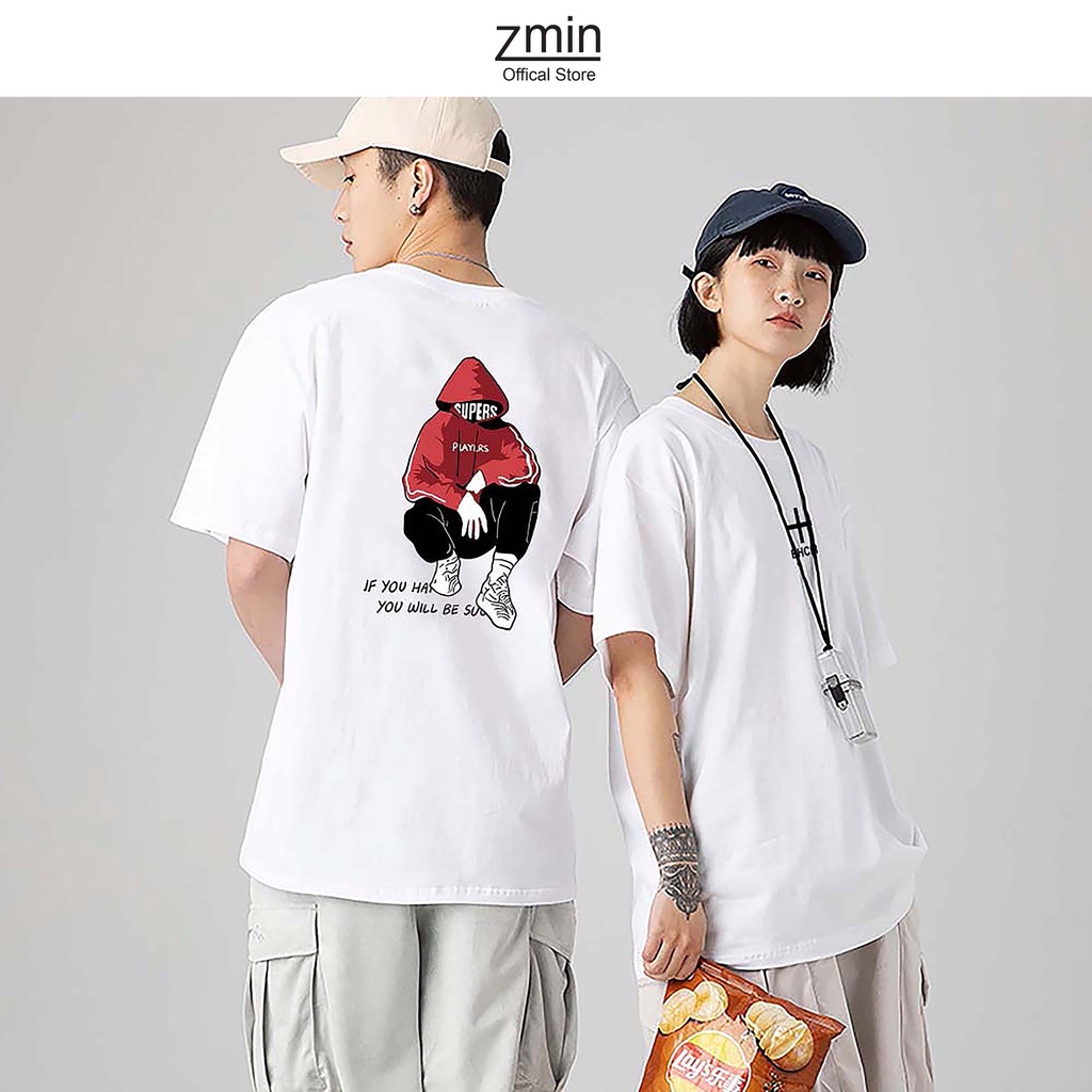 Áo thun tay lỡ nam nữ 100% cotton Zmin, dáng Unisex form rộng - U016