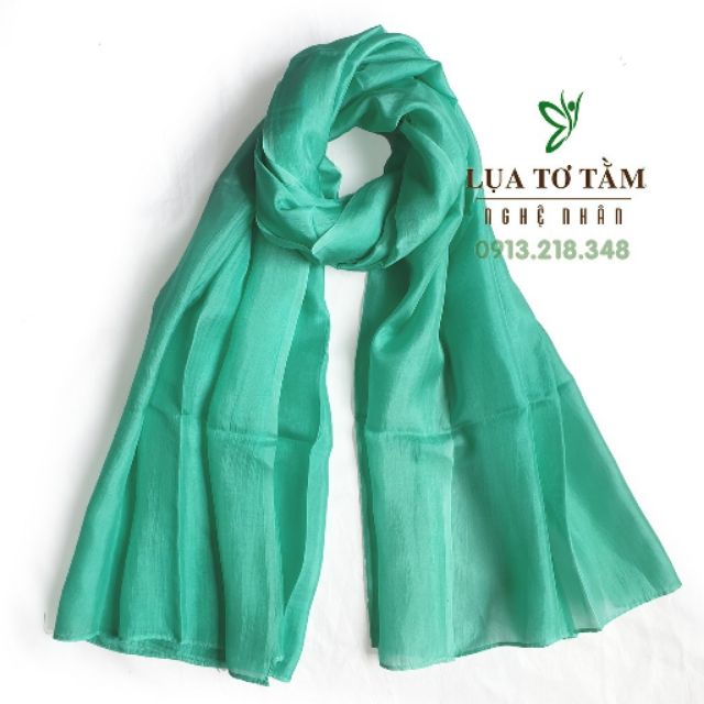 Khăn Lụa Tơ Tằm thiên nhiên Việt Nam 100% (xanh bạc hà)