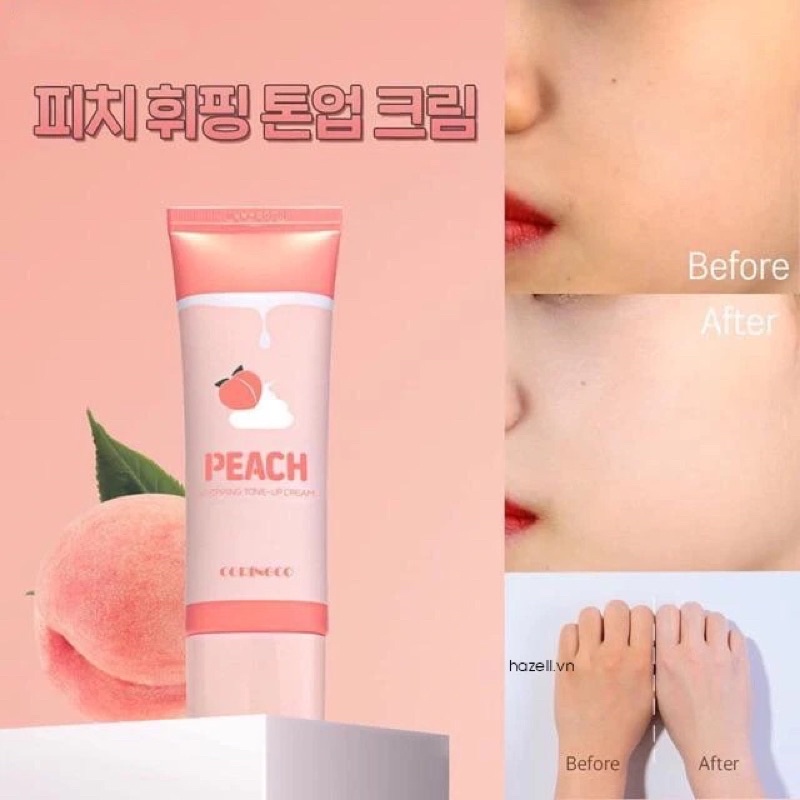 Kem Đào Dưỡng Trắng & Nâng Tone Coringco Peach Whipping Tone Up Cream