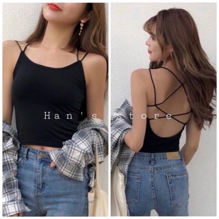 Áo bra 2 dây dáng croptop dây đan chéo lưng