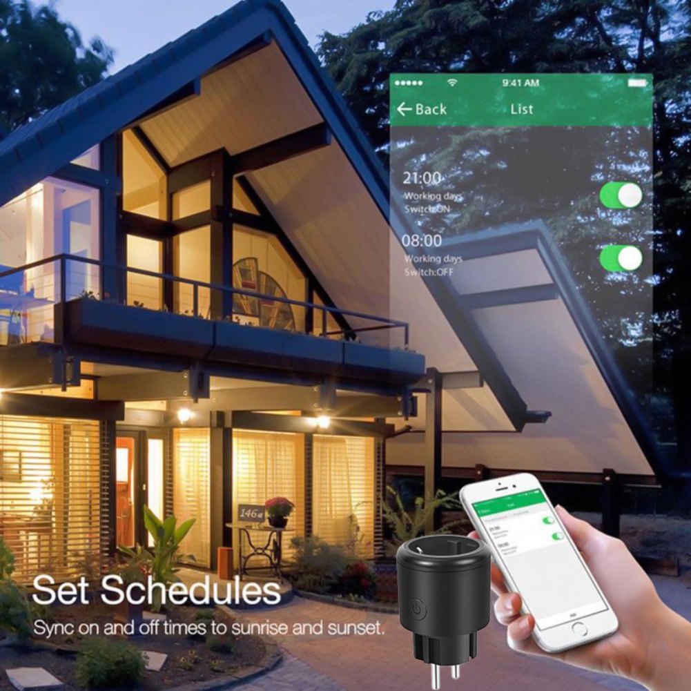Tuya wifi thông minh EU cắm ổ cắm 16A hẹn giờ màn hình điện không dây điều khiển từ xa làm việc với Alexa Google nhà okase