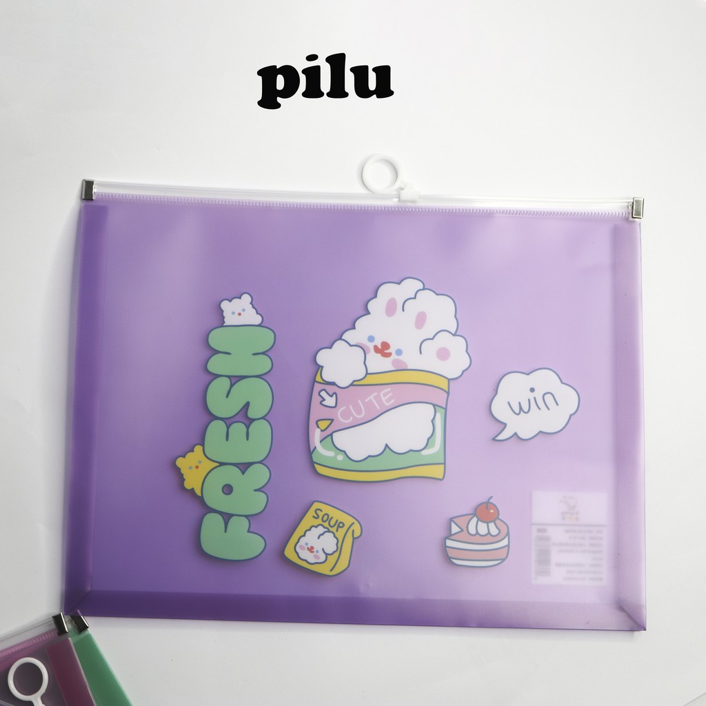 Túi Đựng Bút Tài Liệu Zip A4 pilu đựng bút vở sách size A4 hình đẹp dầy chắc chắn TB