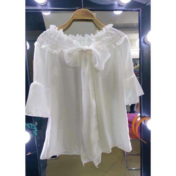 ÁO KIỂU CỘT NƠ GIỮA TRẮNG TINH KHÔI MẶC ĐƯỢC HAI KIỂU B2 [Hàng Siêu Cấp] | BigBuy360 - bigbuy360.vn