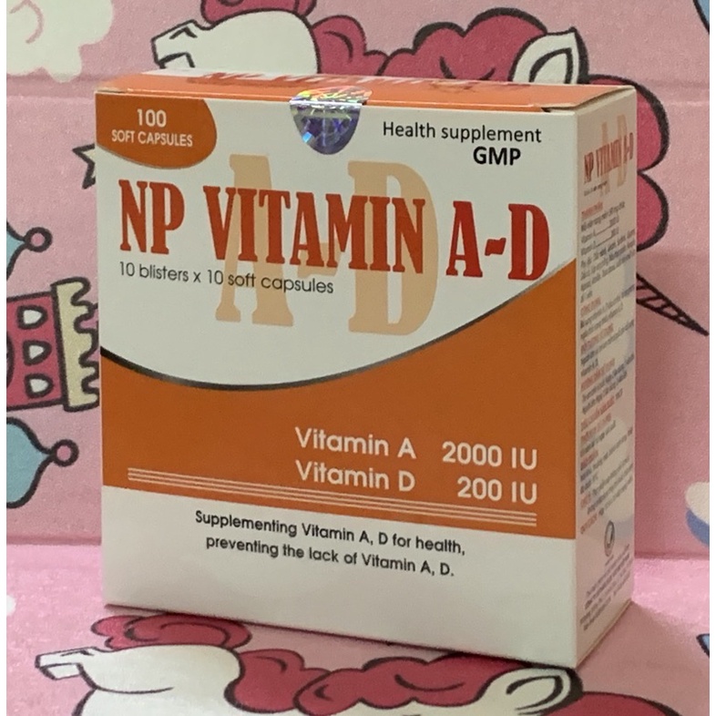 VITAMIN AD -Hộp 100 viên - Sáng mắt đẹp da ,Giúp trẻ chắc xương, phát triển hệ xương khoẻ mạnh, cao lớn.