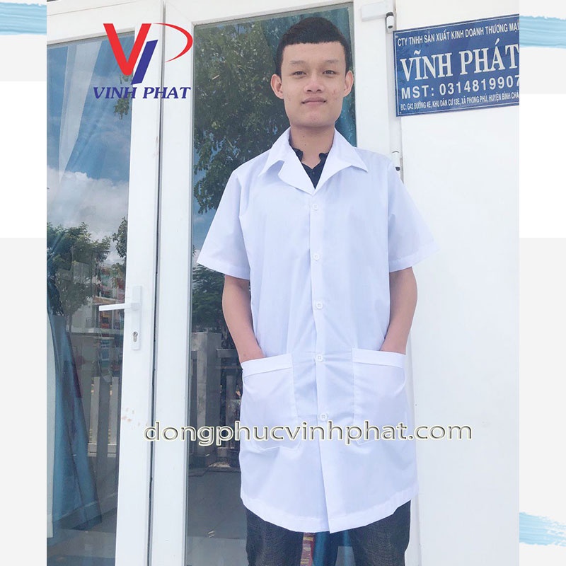Áo Blouse Trắng Nam Nữ Cao Cấp Chất Đẹp Tay Ngắn Tay Dài- Áo Dược Sĩ, Điều Dưỡng, Bác Sĩ - VĨNH PHÁT