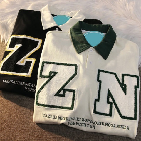 Áo Thun Ngắn Tay Thêu Chữ Phong Cách Vintage Cho Nữ