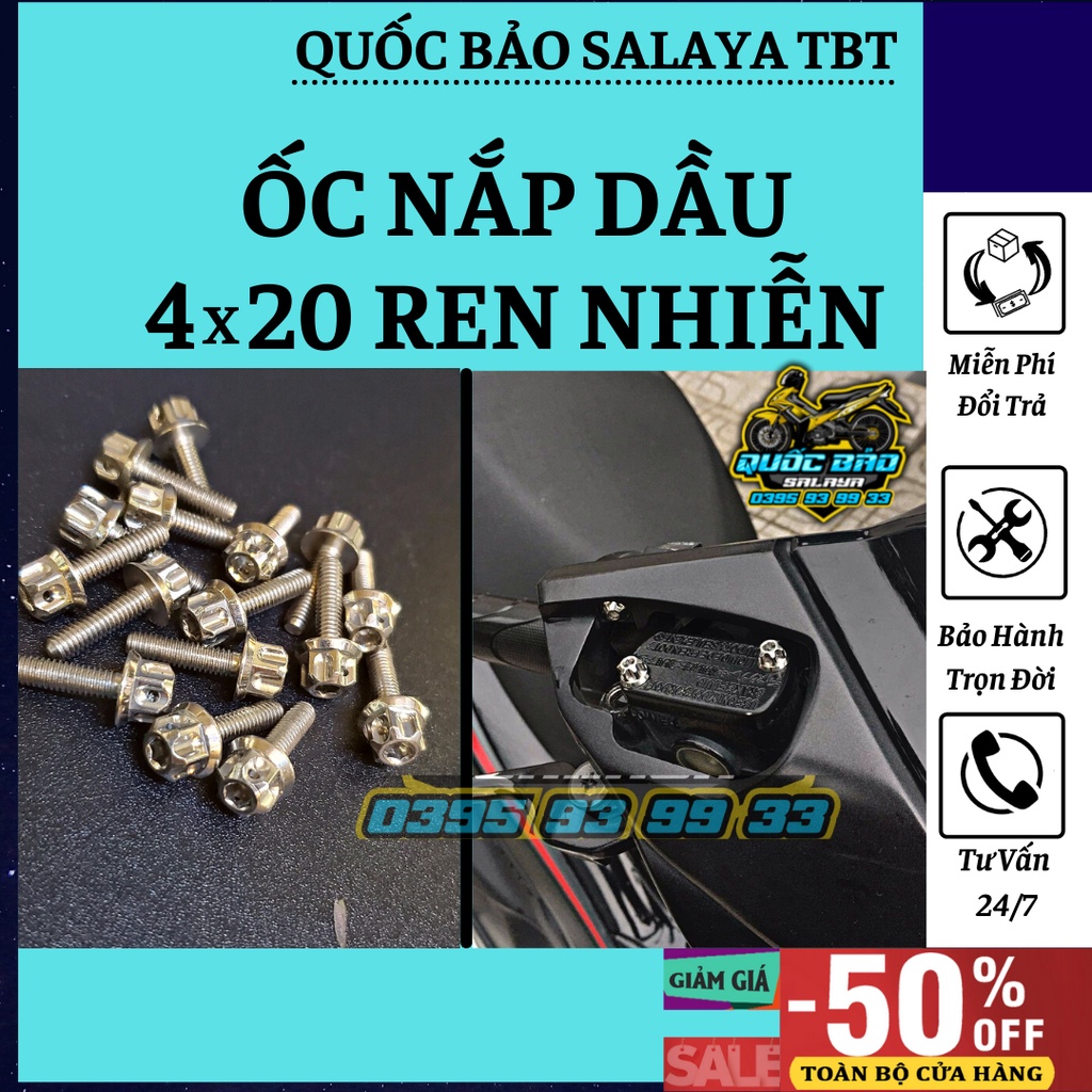 Ốc nắp dầu TBT 4li nhiễn inox 304 lắp bình dầu tất cả loại xe trên thị trường