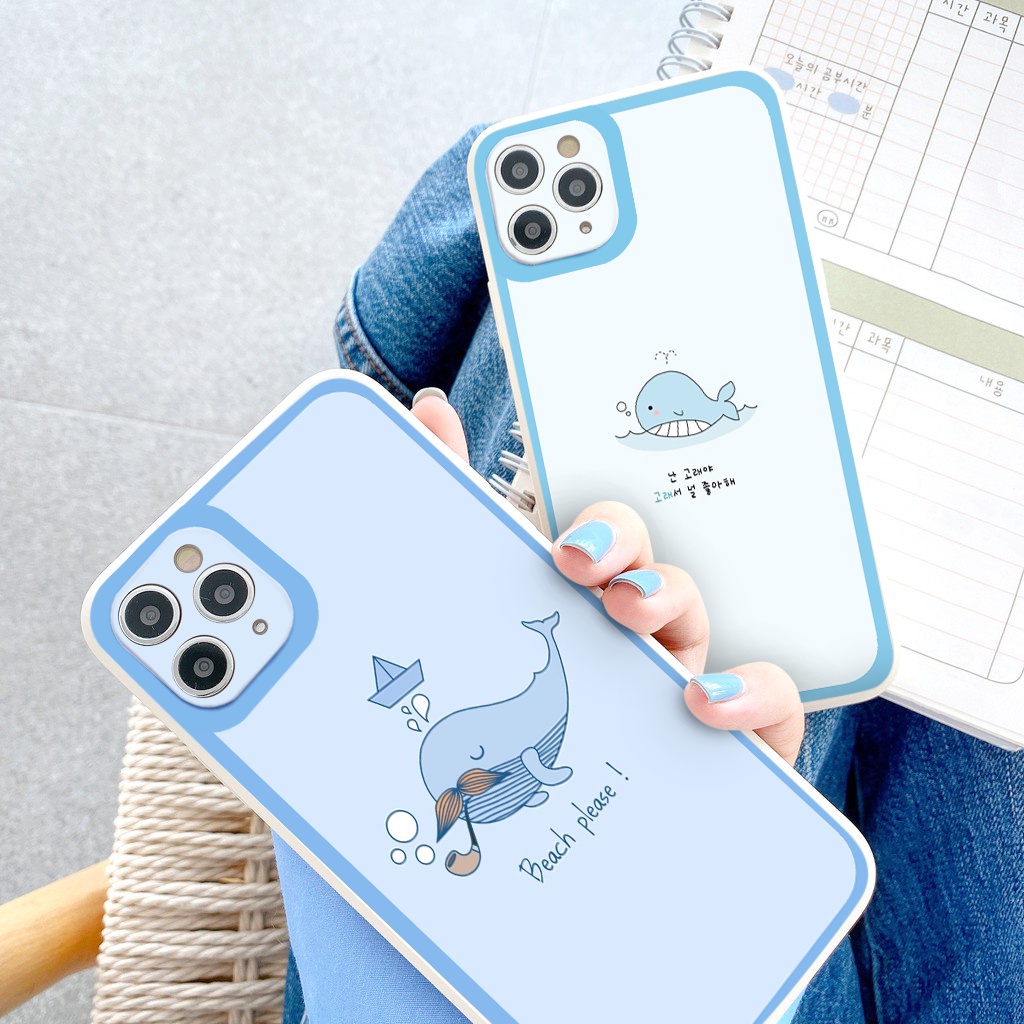 Ốp iphone hot trend cá heo xanh vuông cạnh ốp lưng iphone 6/6splus/7plus/8/8plus/xr/xs/12/13/pro/max/plus/promax tr249