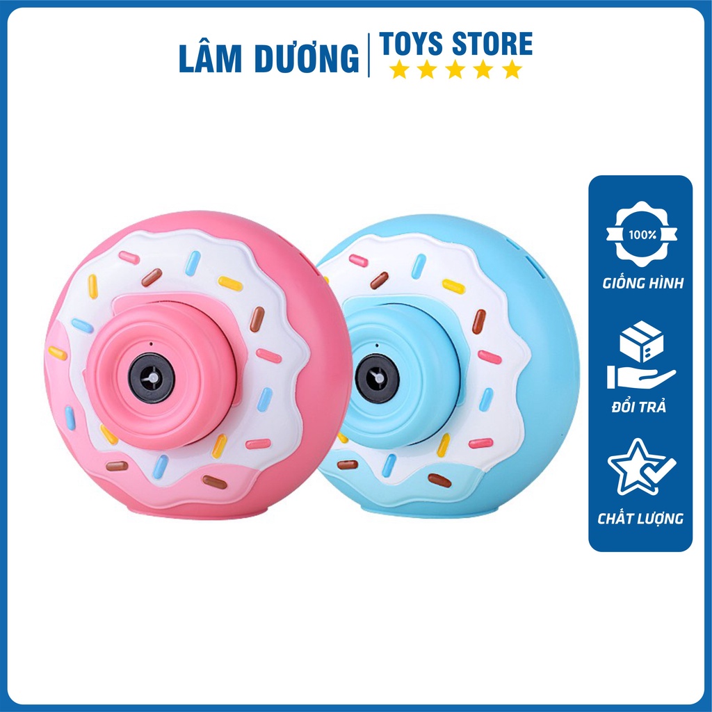 Máy ảnh thổi bong bóng tự động có đèn có nhạc 💝LÂM DƯƠNG TOYS💝 Đồ chơi bắn bong bóng hình bánh vòng dễ thương