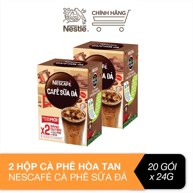 Cà phê sữa đá NesCafé nhân đôi sánh quyện hộp 240g (10 gói x 24g) công thức cải tiến mới | BigBuy360 - bigbuy360.vn