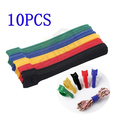 ❤️ Bộ 10 Dây Quấn Dây Cáp / Tai Nghe / Điện Thoại Bằng Nilon Hai Mặt Có Thể Tái Sử Dụng