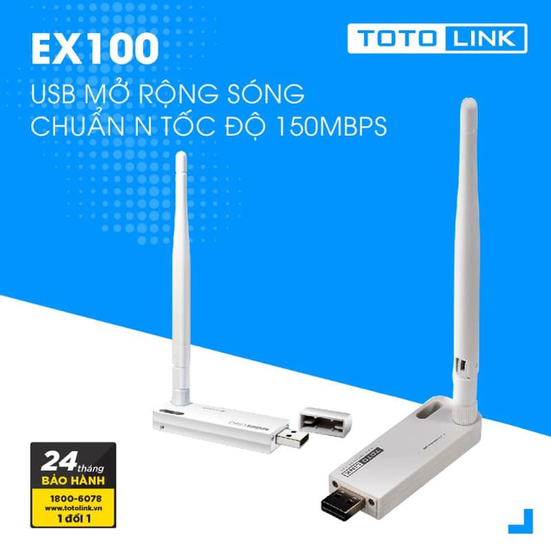 Bộ mở rộng sóng Wi-Fi nguồn USB TotoLink EX100 - Hãng Phân Phối Chính Thức