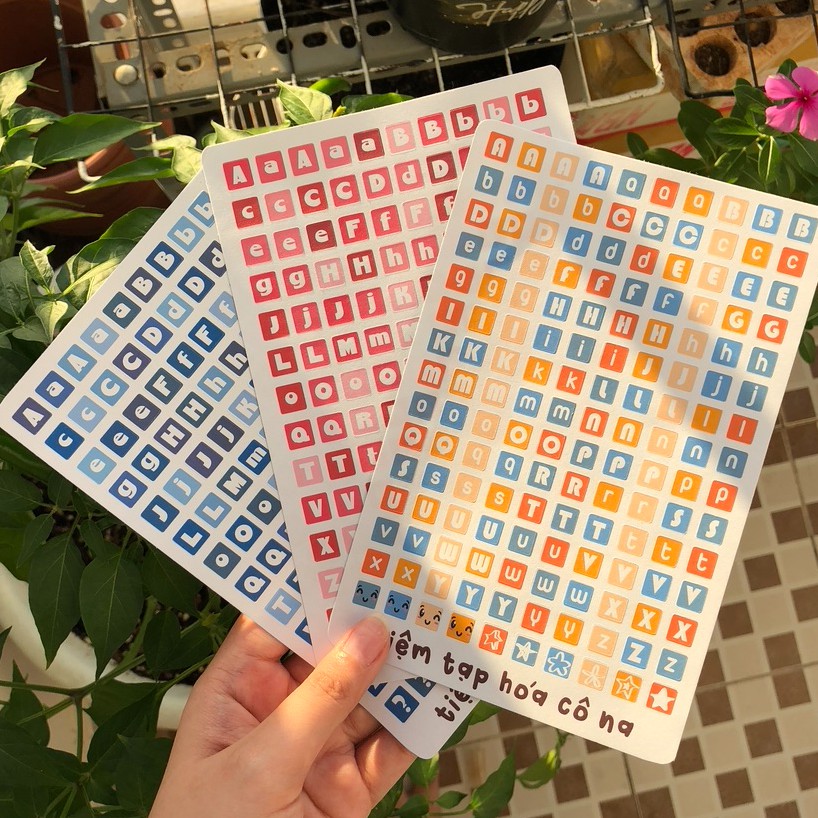 Sticker/decal dán Bảng Chữ Cái ABC Vuông/ các ngày trong tuần-trang trí sổ,bullet journal/dán thiệp -tiemtaphoacona