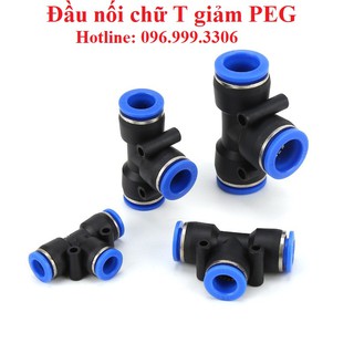 Đầu nối PEG chữ T giảm, T thu, T chuyển đổi kích thước ống khí nén, phun sương, chịu được áp suất cao, hàng xịn, giá sỉ
