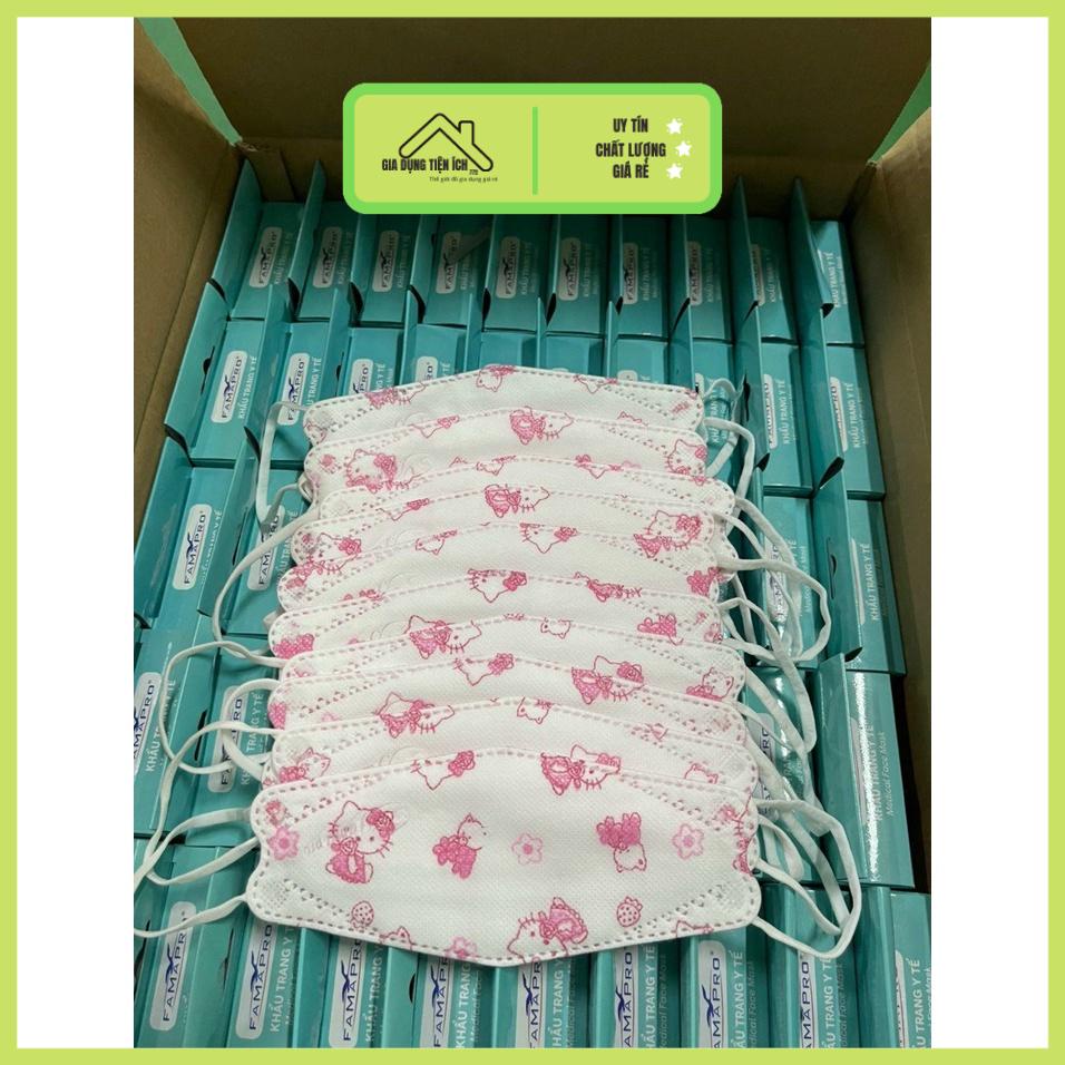 Set Hộp 10 cái khẩu trang y tế 4D cao cấp trẻ em 3 lớp kháng khuẩn Famapro (Nam Anh)