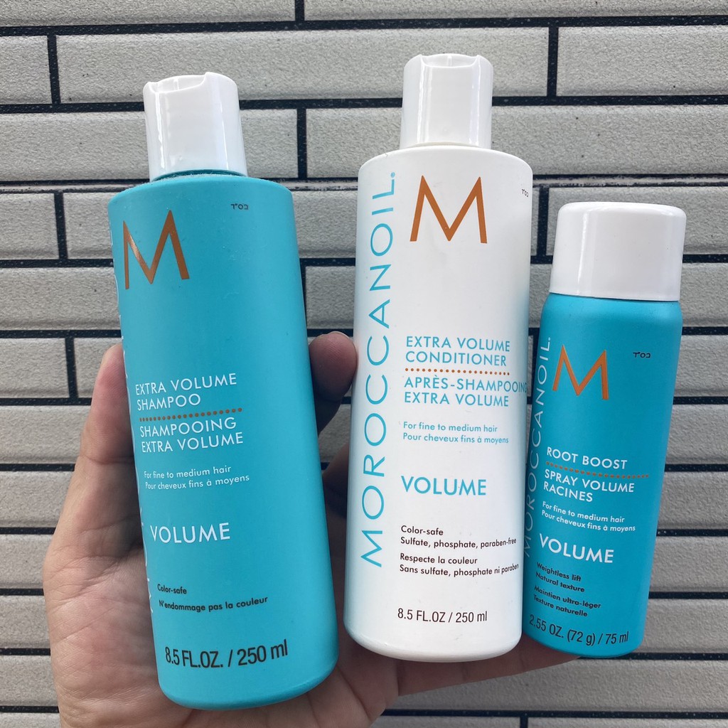 Chính hãng  Combo gội xả tăng phồng Moroccanoil 250mlx2 + Xit nâng phồng chân tóc Moroccanoil 75ml