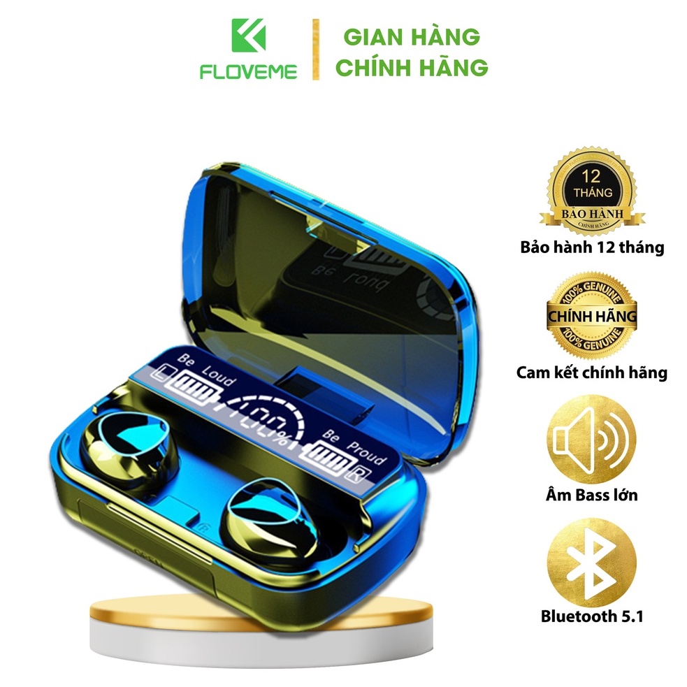 Tai Nghe TWS FLOVEME M10 3500mah Kết Nối Bluetooth  Âm Thanh Nổi , Điều Khiển Cảm Ứng Không Thấm Nước Màn Hình LED